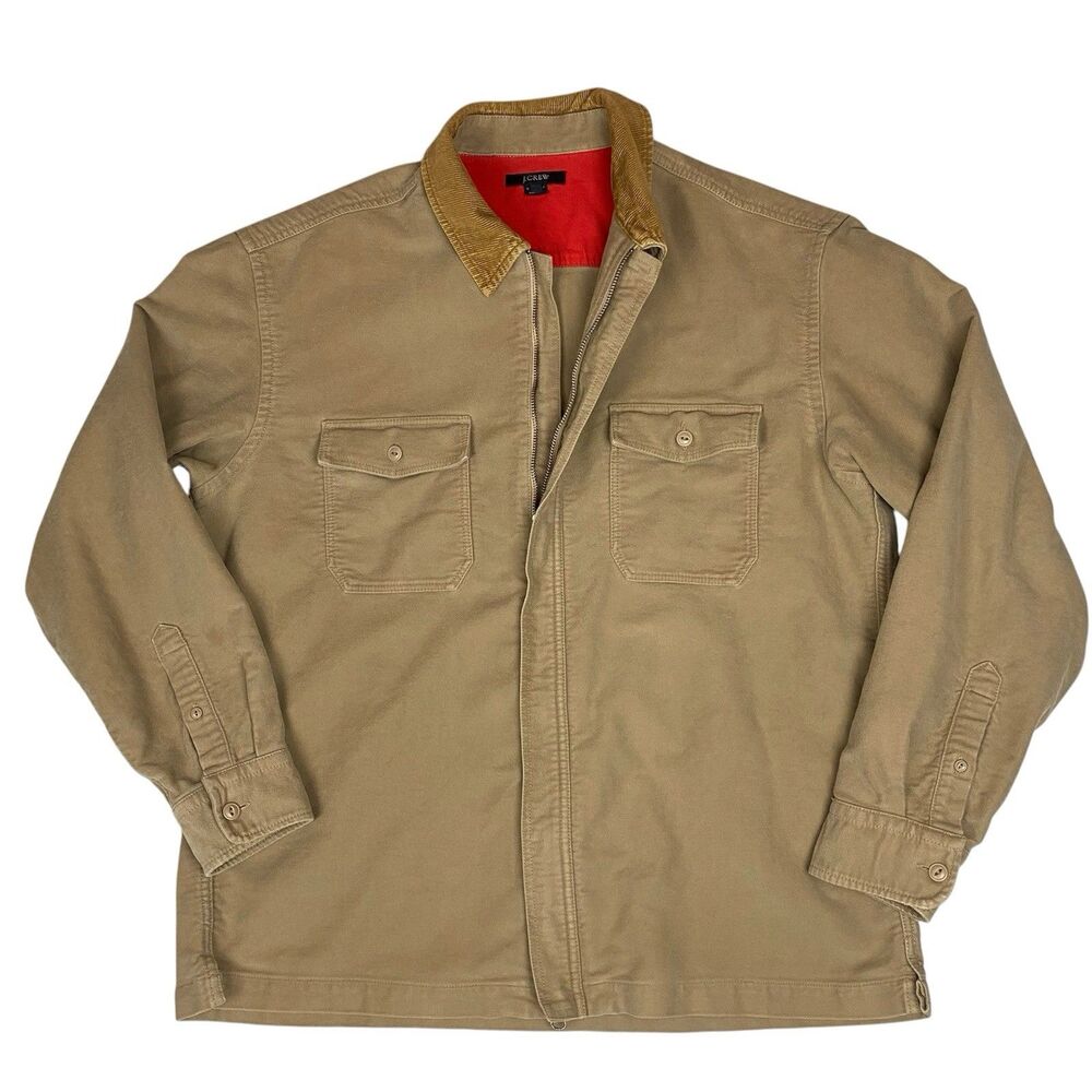 Vintage J.Crew Barn Jacket Chore Coat Tan Corduroy Collar Full Zip Men’s Large